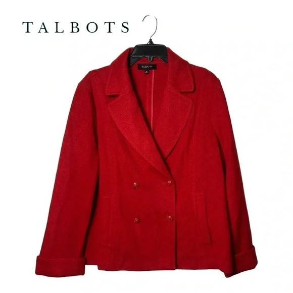 1636. TALBOTS BUTTON UP COAT/THICKER BLAZER‎ LIKE RED IN COLOR SIZE 18 CUFFED - Picture 1 of 8